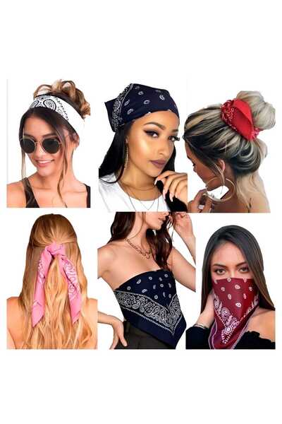 MutluBiDünya 3 Adet Kare Bandana Fular Çok Amaçlı Pamuklu Desenli Kumaş