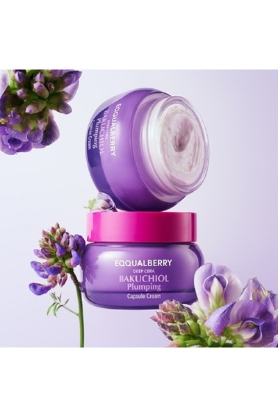 EQQUALBERRY Bakuchiol Plumping Capsule Cream - Cream Containing 99% Pure Bakuchiol+5 Types of Collagen+Ceramide