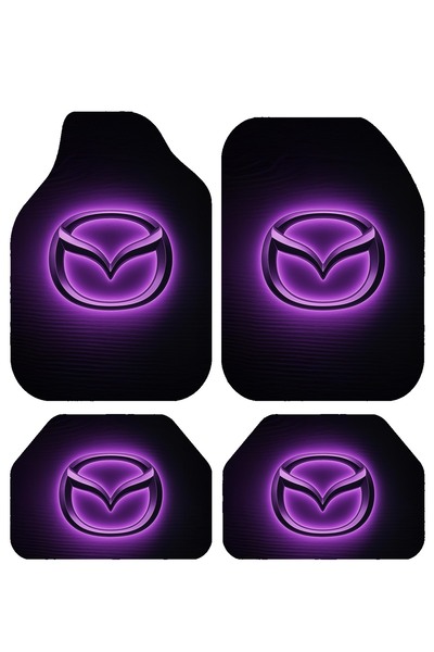 PATENTH Mazda Desenli Dekoratif 4'lü Oto Paspas Takımı Tüm Araçlara Uygun Leke Tutmaz Makinede Yıkanabilir