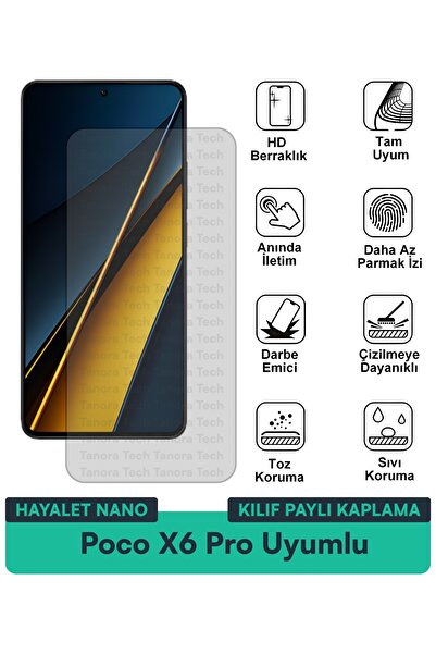 Milat Tech غطاء حماية نانو لهاتف Poco X6 Pro متوافق مع فيلم حماية الشاشة مقاو...
