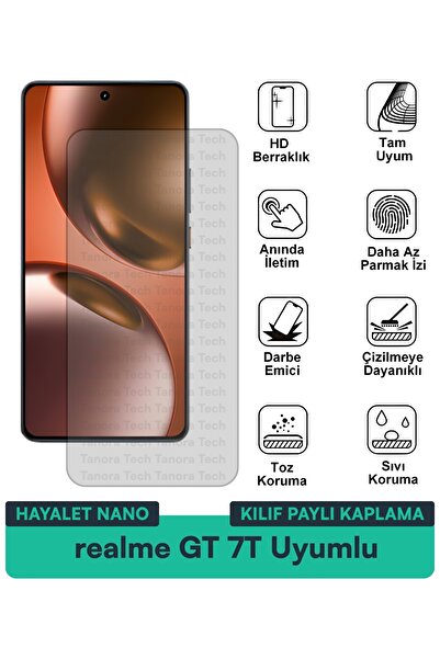 Milat Tech فيلم حماية للشاشة متوافق مع حافظة Realme GT 7T Hayalet Nano مقاوم ...