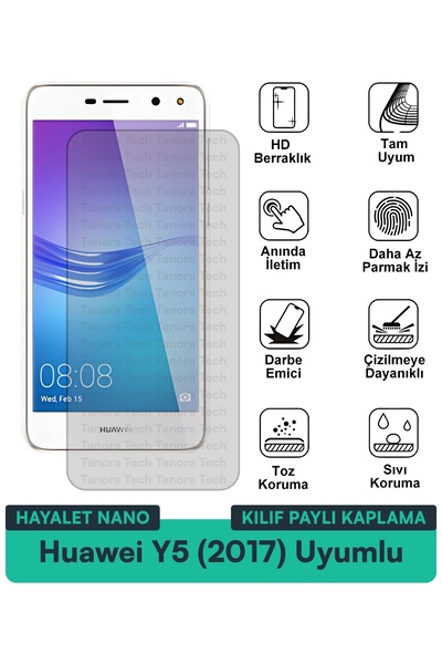 Milat Tech غطاء حماية شاشة متوافق مع هاتف Huawei Y5 (2017) Ghost Nano مقاوم ل...