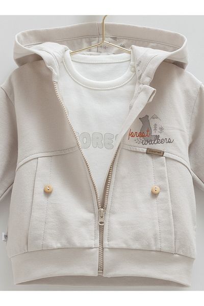 Caramell Baby 3-Piece Seasonal Set Hooded Sweatshirt + Body + Trousers (3-18 Months)