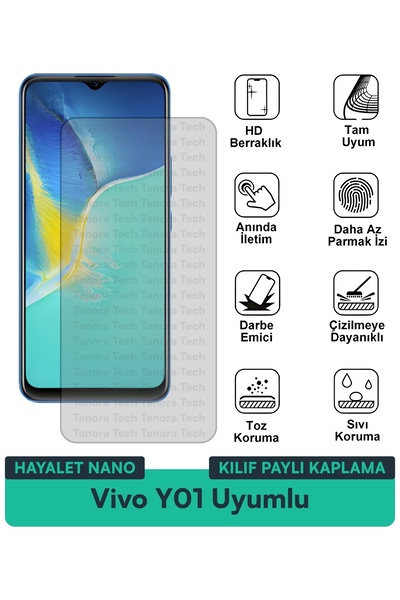 Milat Tech غطاء حماية نانو لهاتف فيفو Y01 مع فيلم حماية للشاشة طويل الأمد