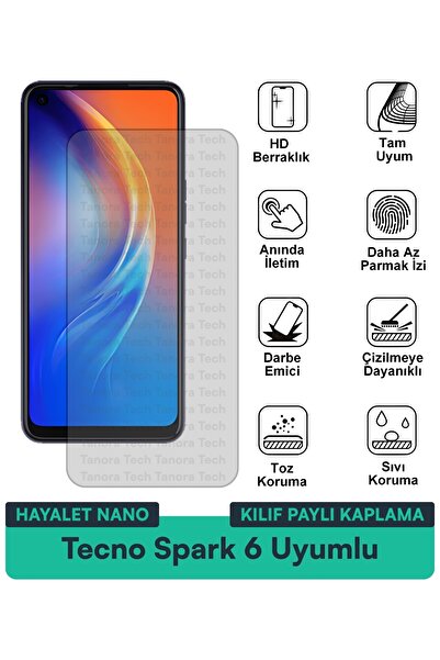 Milat Tech غطاء حماية شاشة متوافق مع هاتف Tecno Spark 6 Ghost Nano مقاوم للخد...