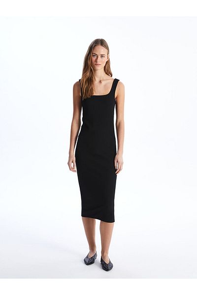 LC Waikiki Lcw Women's U-Neck Straight Dress Fast Fashion