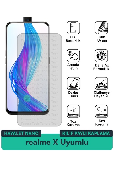 Milat Tech غطاء حماية شاشة متوافق مع هاتف realme X Hayalet Nano ذو هيكل مرن