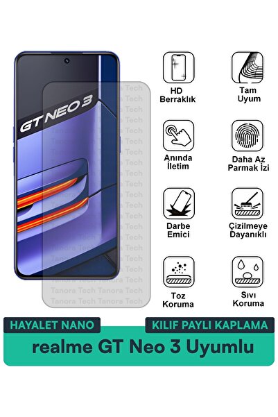 Milat Tech غطاء حماية شاشة متوافق مع هاتف realme GT Neo 3 Hayalet Nano مقاوم ...