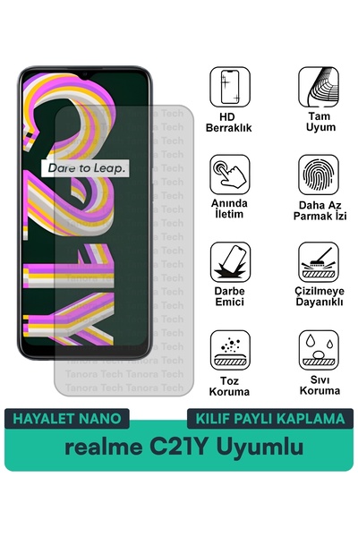 Milat Tech Realme C21Y Hayalet Nano Case Compatible Screen Protection Film Re...