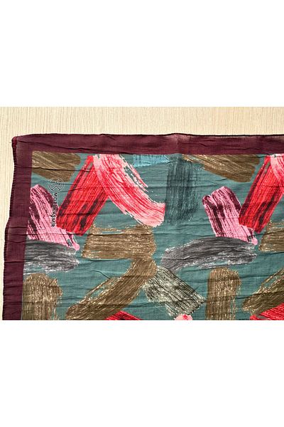 Modakaşmir Brush Patterned Bamboo Scarf (Burgundy, Black, Navy Blue Tones)