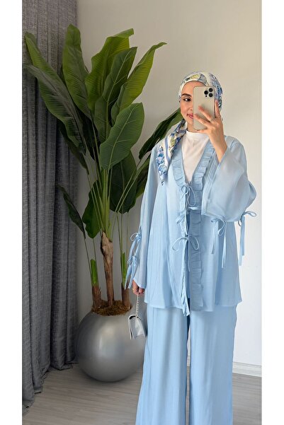 Molly Nelly Set de bluză de vară pentru femei, căptușită cu voile de bumbac, cu detaliu de dantelă