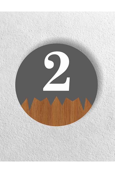 zafrakreklam Round Metal Composite - Wooden Apartment Site -Apartment Hotel Office Door Number - Door No:2 Two