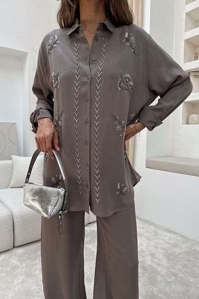 MİA NOURA Cămașă DEMİN TANSEL BRODATĂ PENTRU FEMEI PE FAȚĂ ȘI MÂNĂ