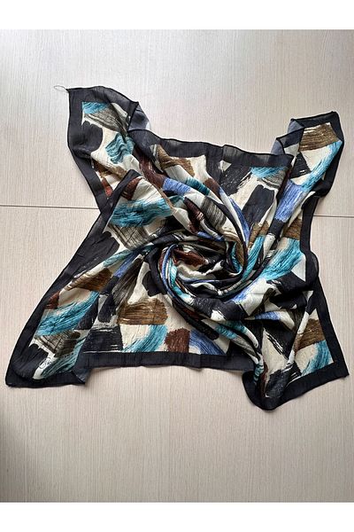 Modakaşmir Brush Patterned Bamboo Scarf (Burgundy, Black, Navy Blue Tones)