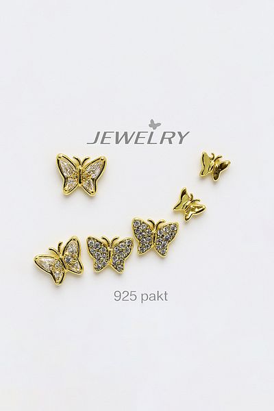 MakeWell Gold and Silver Colors 3-Piece Earring Set with 925S Sterling Silver Needle Butterfly Design