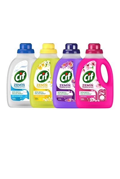 Cif Zemin Temizleyici 1500 ml Beyaz Sabun x1 + Limon Çiçeği x1 + Lotus x1 + Sakura x1