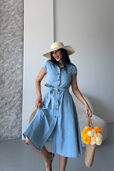 DESTEMODA Γυναικείο λεπτό τζιν φόρεμα Ice Blue 3500