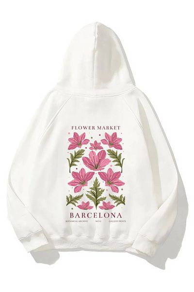CROFT (3 Threads) Flower Market Printed Oversize Hoodie Sweatshirt