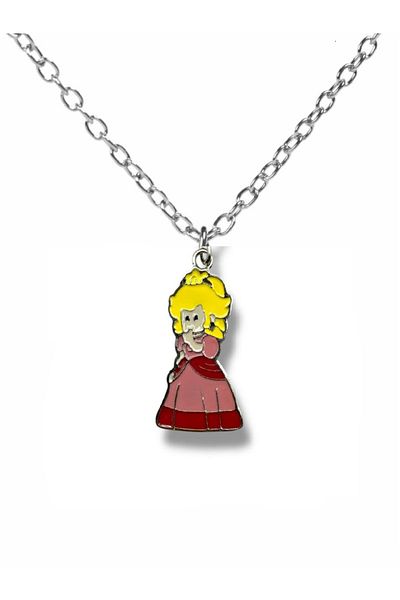 Herşey Nota Pink Necklace with Super Princess Figure – Elegant Game Character Jewelry with 60 cm Chain