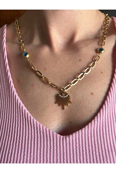 Butik قلادة نسائية مزينة بحجر العين الشريرة أديلينا – قلادة على شكل عين – لون...