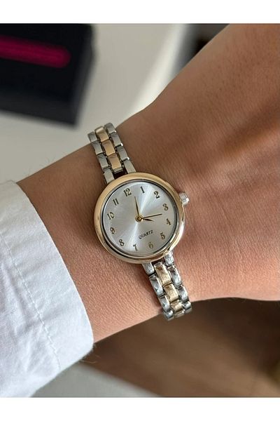 RoseandRoses Cilena Thin Cord Women Wrist Watch Gold-Silver (White Dial)