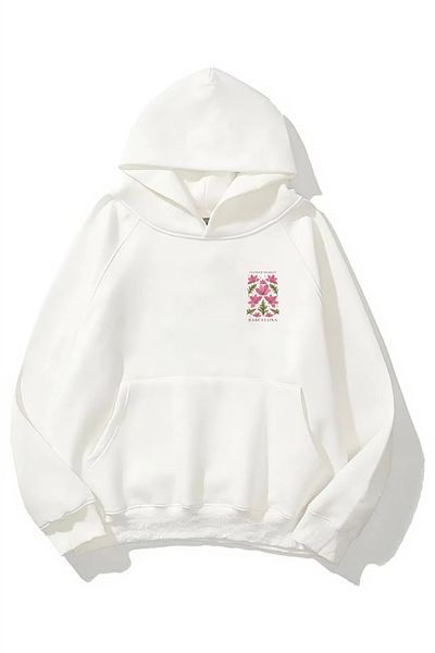 CROFT (3 Threads) Flower Market Printed Oversize Hoodie Sweatshirt