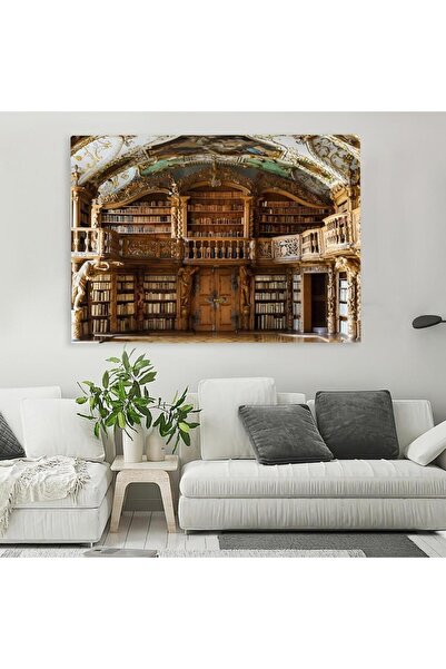 SND لوحة جدارية قماشية كانفس بتصميم مكتبة، اطار مخفي 40×60 سم