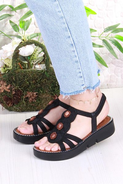 fort 079-505 Fls Buckle Detailed Rubber Tied Thick Sole Women's Sandals