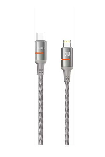 porodo USB-C to Lightning LED Light Cable with 30W Power Delivery, 480Mbps Transfer Speed, 1.2m Cabl