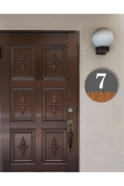 zafrakreklam Round Metal Composite - Wooden Apartment Site -Apartment Hotel Office Door Number - Door No:7 Seven
