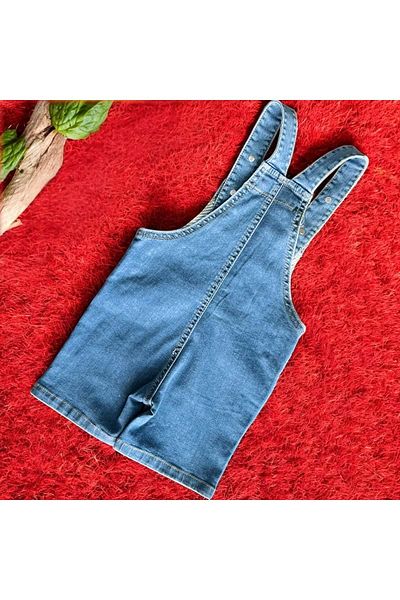 RİNDO KİDS Denim Shorts Salopet Blue