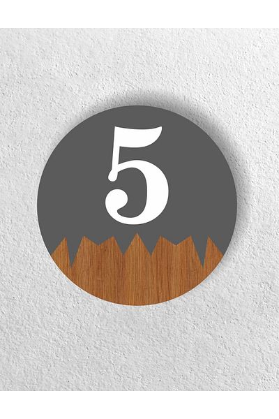zafrakreklam Round Metal Composite - Wooden Apartment Site -Apartment Hotel Office Door Number - Door No:5 Five