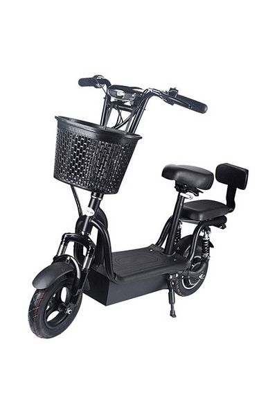 Limodo Electric Kick scooter black for Adults with Front Basket, Double Seats, Max Speed 40 KM/H Ran