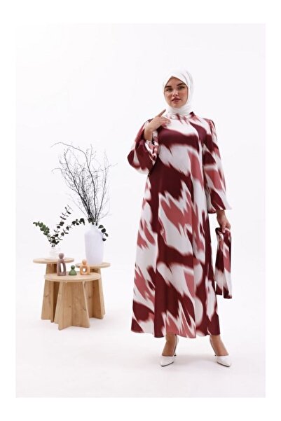 AKGÜN MODA tesettür saten batik desenli elbise