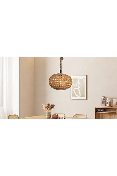 Hummer Pendant Light with Single Rope and Straw E27*1L
