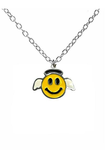 Herşey Nota Smiling Angel Emoji Figured Necklace – Cheerful and Sparkling Jewelry with 60 cm Chain