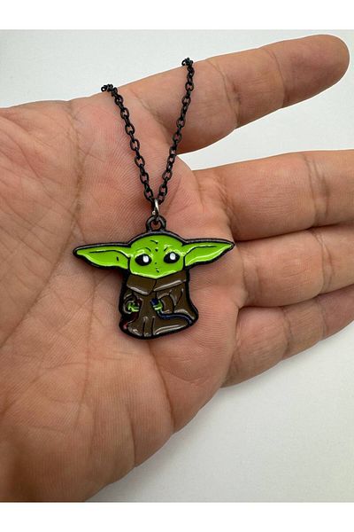 Herşey Nota Star Wars Baby Yoda (Grogu) Figured Necklace – Space Themed Cute Jewelry with 60 cm Chain