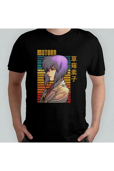 Pixxa Ghost in the Shell Motoko Kusanagi Unisex 100% Cotton Crew Neck T-Shirt Model 1