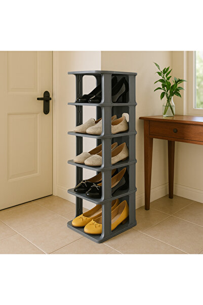 Vovikon Modüler Gri 5 Kat Ayakkabılık Çok Amaçlı Raf