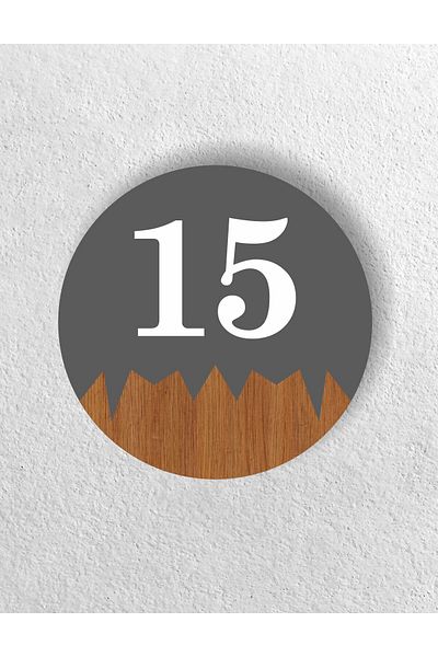 zafrakreklam Round Metal Composite - Wooden Apartment Site -Apartment Hotel Office Door Number - Door No: 15 Fifteen