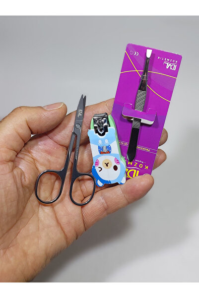 Alsun مقص أظافر، مقص حواجب، ملقط، مجموعة تصفيف الشعر 123، مجموعة من 3 قطع