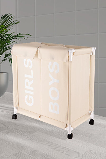 naturelove 2 Bölmeli Katlanabilir Bez Kirli Çamaşır Sepeti Erkekler Kadınlar ...