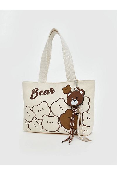 LC Waikiki Lcw Accessories Brown Bear Printed Canvas Girl's Shoulder Bag