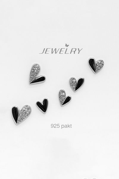 MakeWell Gold and Silver Colors 3-Piece Earring Set with 925S Sterling Silver Needle Heart Design