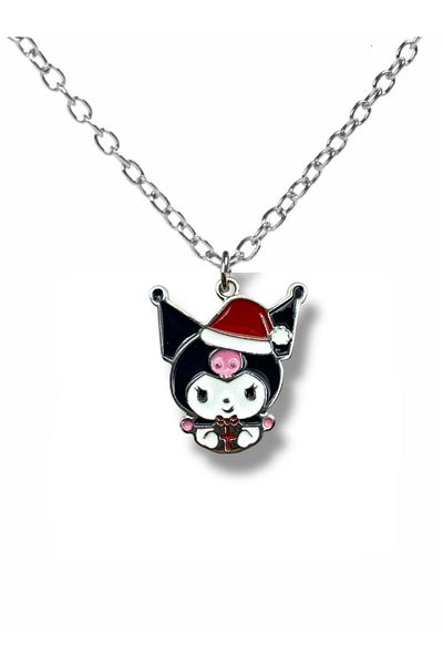 Herşey Nota Kuromi Figured Black Necklace – Cute Anime Jewelry with 60cm Chain in Gothic Style