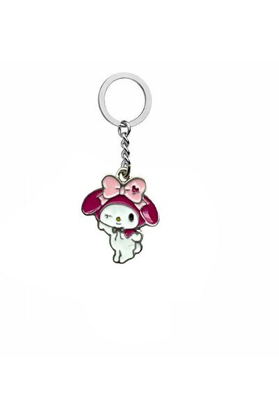 Herşey Nota Pink Keychain with Winking Kuromi Figure – Cute and Fun Anime Accessory
