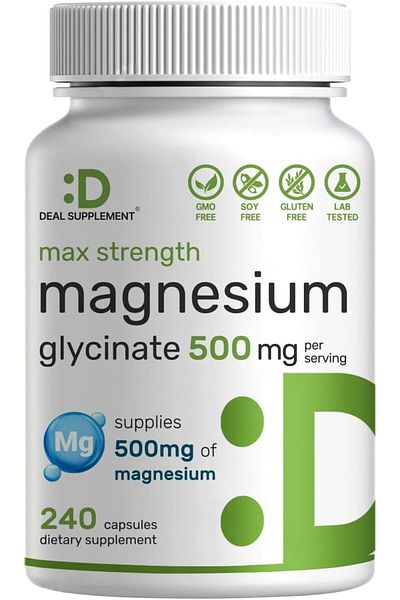 DEAL SUPPLEMENT Max Strength Magnesium(Magnesium) Glycinate 500Mg 240 Caps Mineral Sleep Health