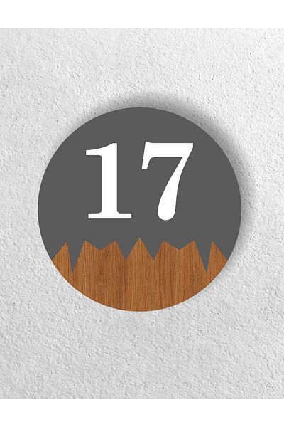 zafrakreklam Round Metal Composite - Wooden Apartment Site -Apartment Hotel Office Door Number - Door No: 17 Seventeen