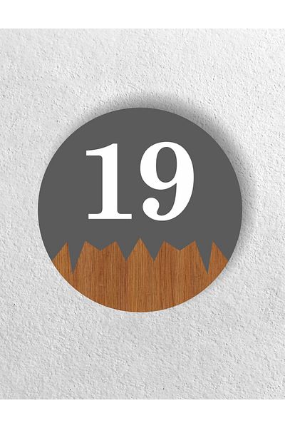 zafrakreklam Round Metal Composite - Wooden Apartment Site -Apartment Hotel Office Door Number - Door No: 19 Nineteen