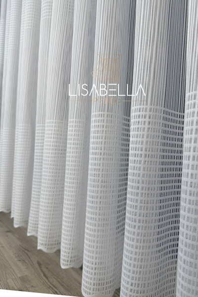 LisabellaHome Modernia Beyaz Tül (1x3 Pile Dikişli) Şehrin Şıklığının Geometr...